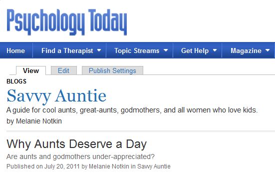 Psychology Toda - Why Aunts Deserve a Day by Melanie Notkin
